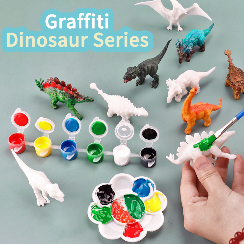 6pcs/8pcs, DIY Coloring Dinosa – Puzzle Blank White recenzja i cena
