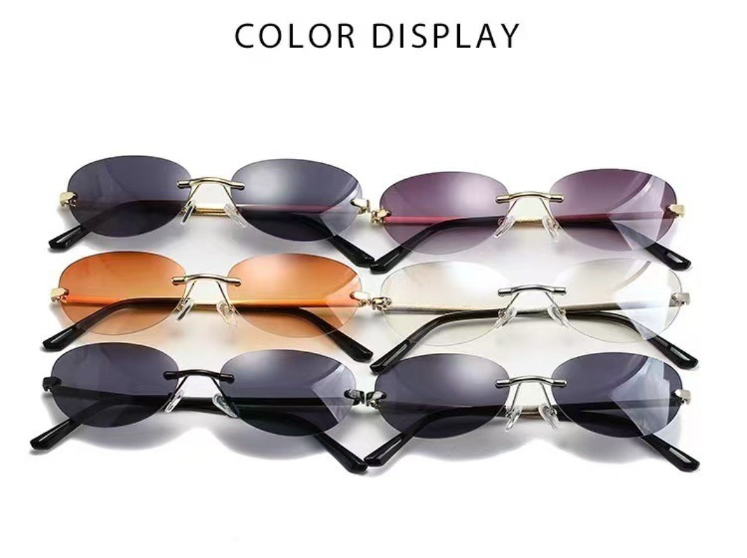 Rimless Oval Sunglasses Women  – Metal Photo Panel recenzja i cena