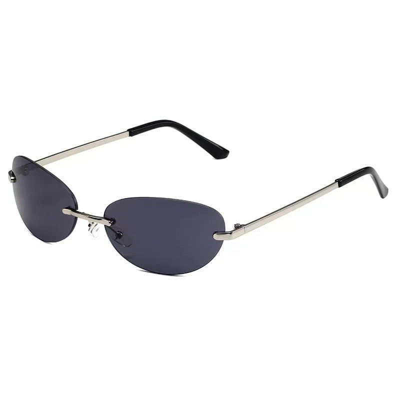 Rimless Oval Sunglasses Women  – Metal Photo Panel recenzja i cena