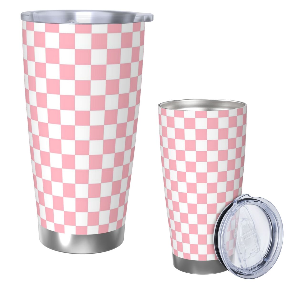 Pink White Checkerboard Patter – Tumbler 20Oz White recenzja i cena