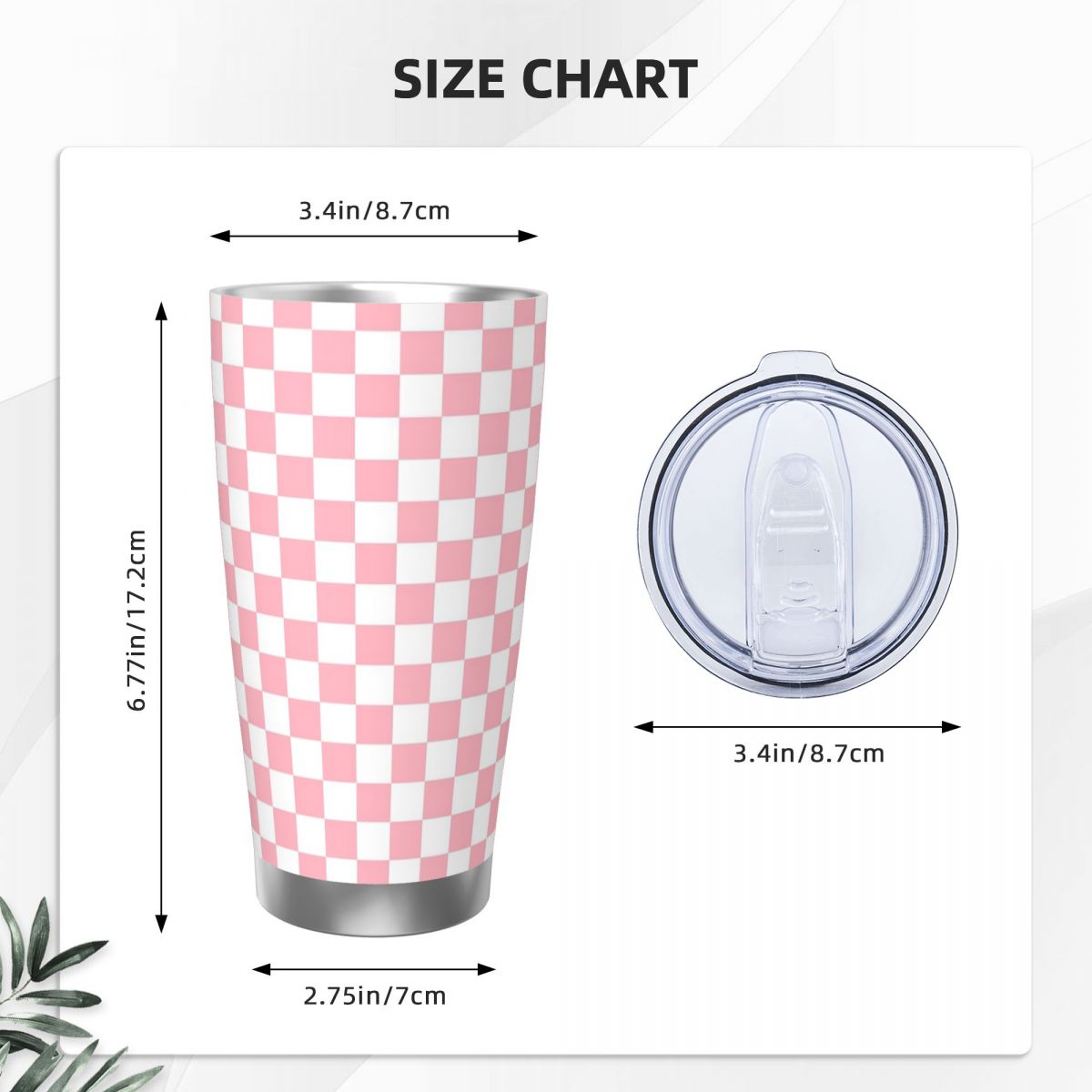 Pink White Checkerboard Patter – Tumbler 20Oz White recenzja i cena