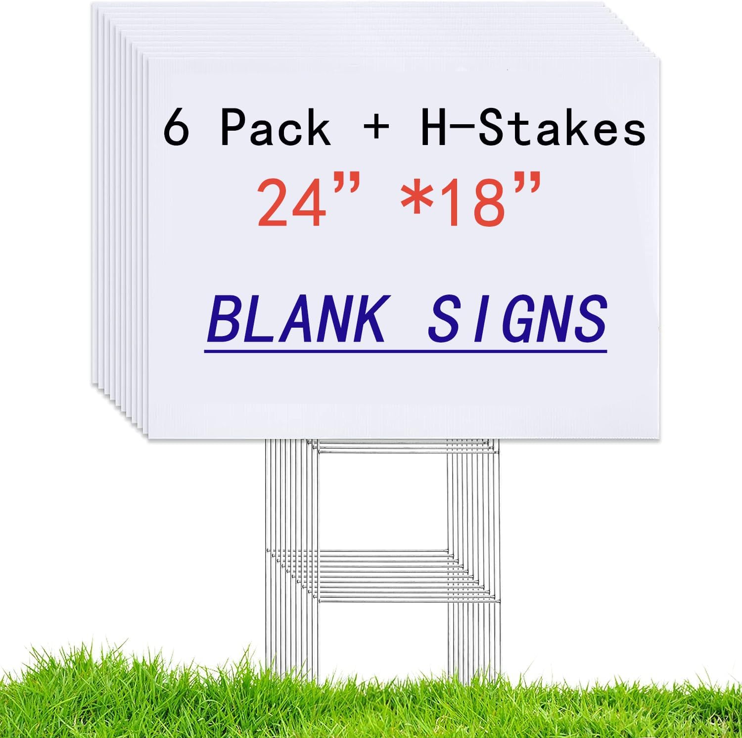 6 Pack 24x18 White Blank Lawn  – Yard Sign Blank recenzja i cena