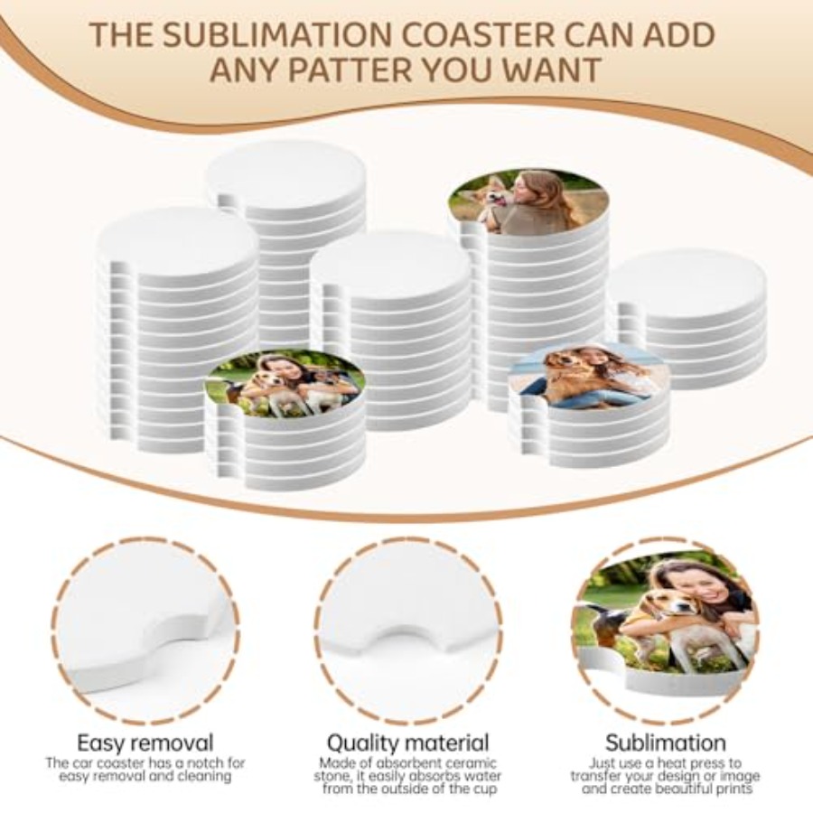 312 Pcs Ceramic Car Coasters 2 – Coaster Sublimation Blank recenzja i cena