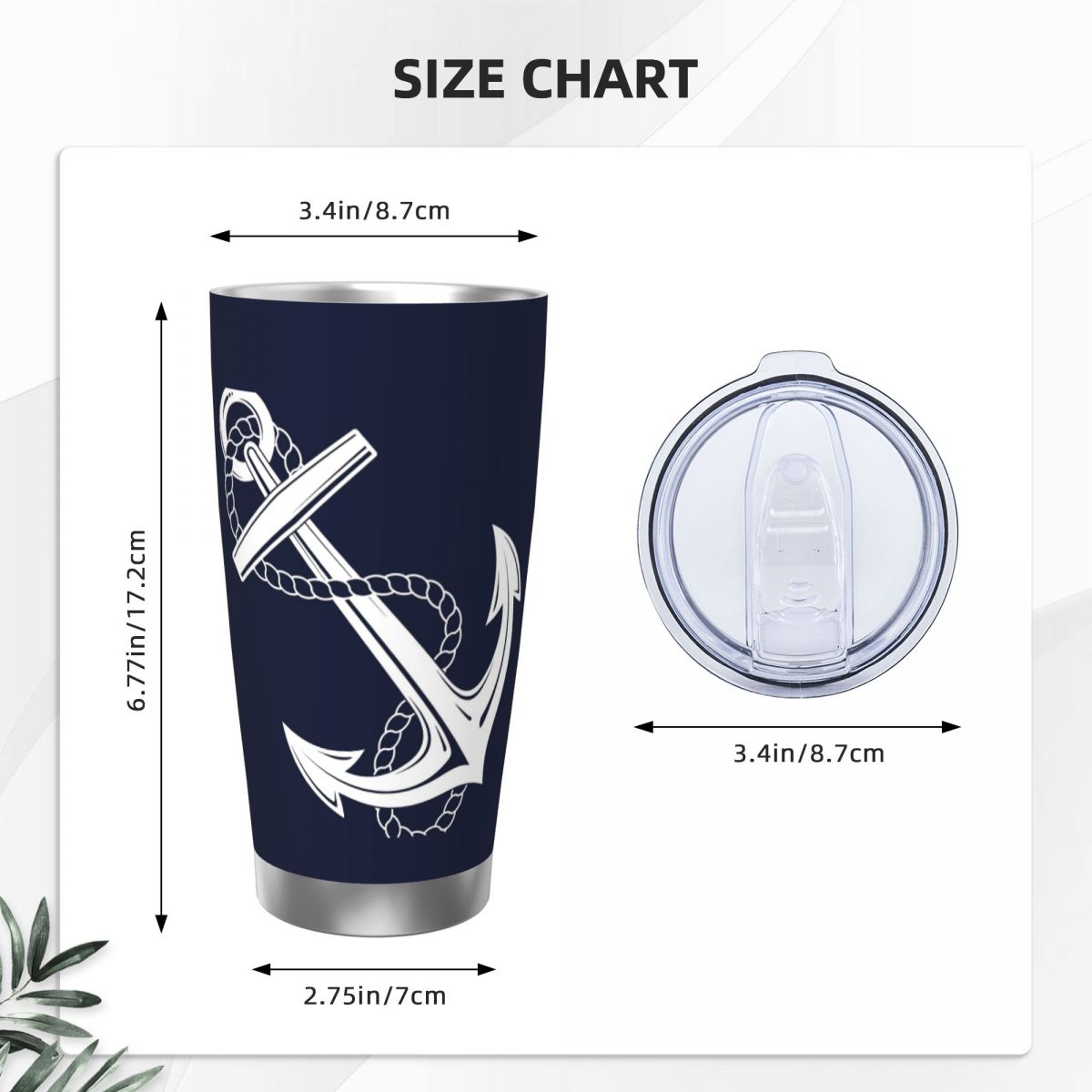 Anchor Nautical White & Navy S – Tumbler 20Oz White recenzja i cena