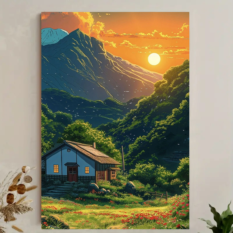 1pc Mountain Cabin Sunset Canv – Canvas Wrap Ready recenzja i cena