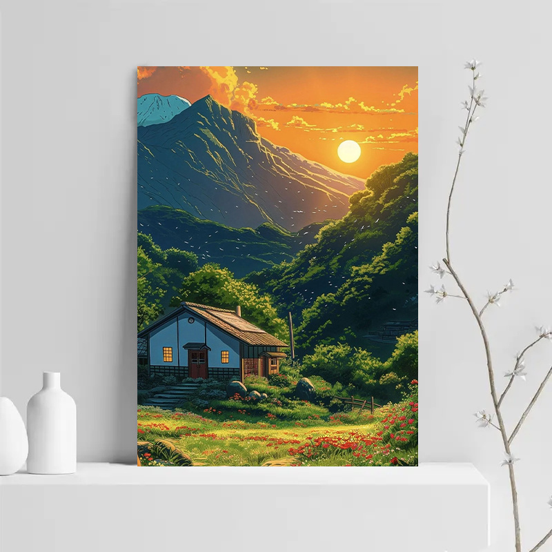 1pc Mountain Cabin Sunset Canv – Canvas Wrap Ready recenzja i cena