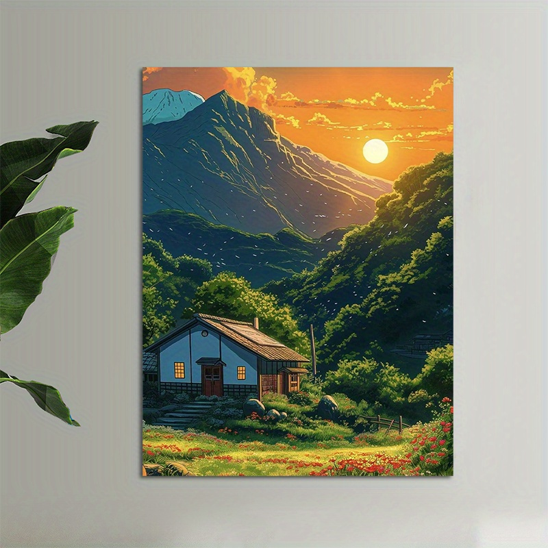 1pc Mountain Cabin Sunset Canv – Canvas Wrap Ready recenzja i cena